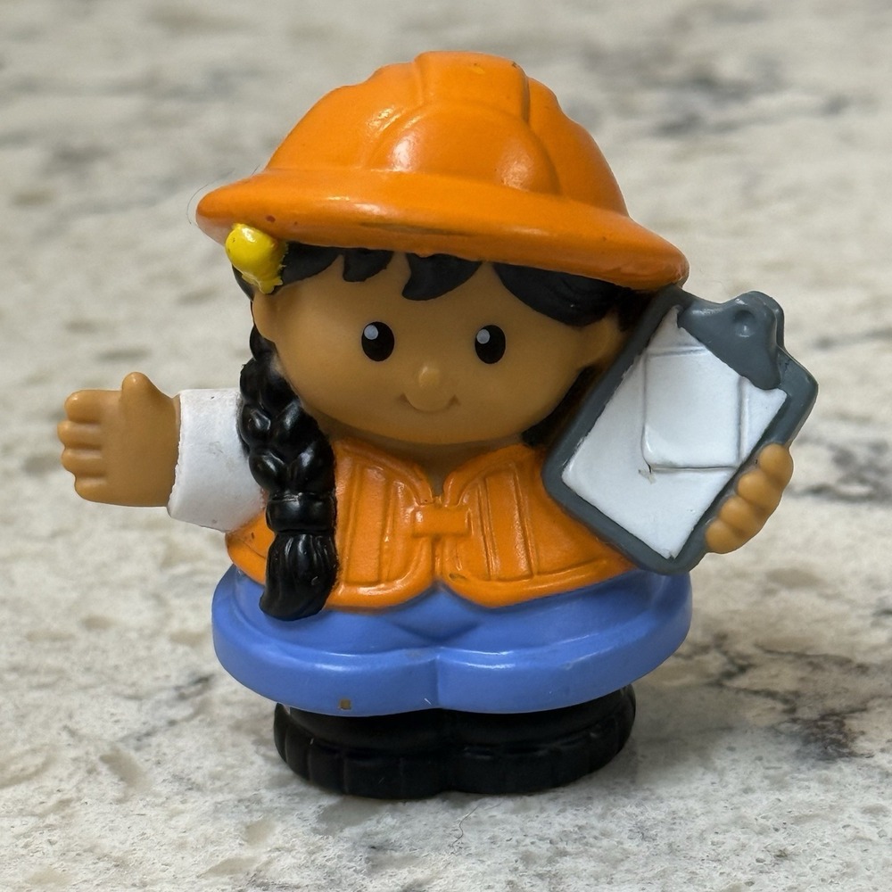 Fisher Price Little People Construction Girl Architect Black Hair 2002 2012